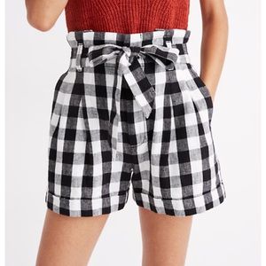 Madewell Linen-Cotton Paperbag Shorts Gingham, 00